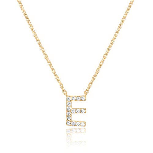 PAVOI 14K White Gold Plated Cubic Zirconia Initial Necklace | Letter Dainty Necklaces for Women | Amazon (US)