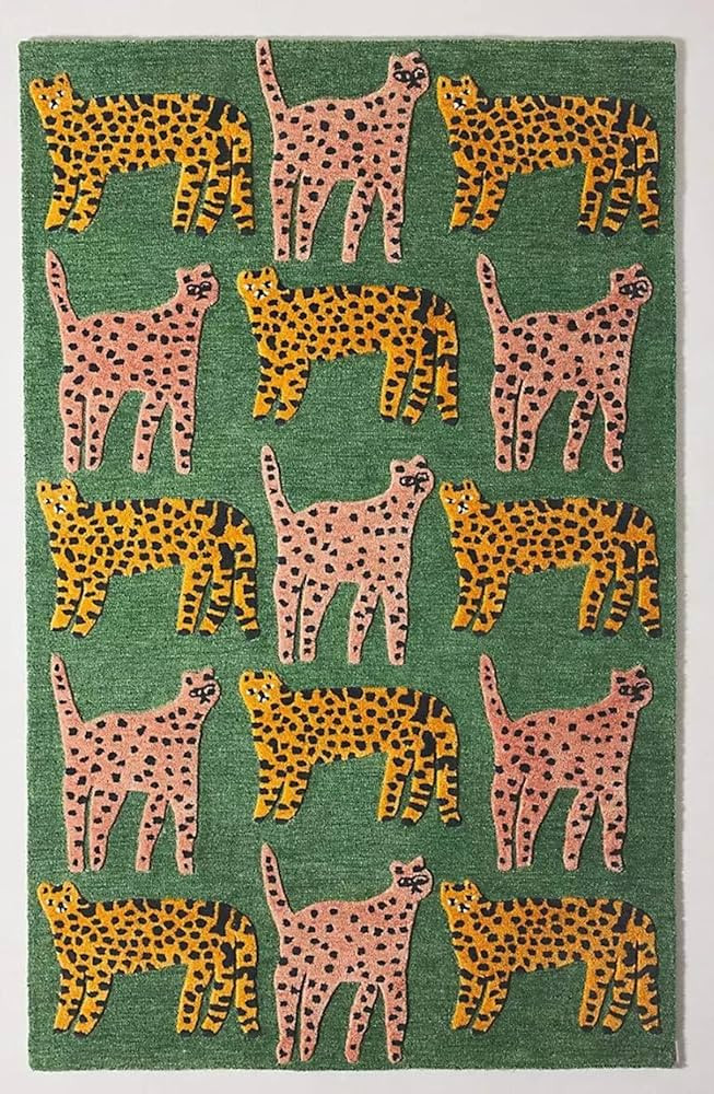 Wool Hand-Tufted Catwalk Rug – Green Woolen Animal Print Carpet, Large Area Rug for Bedroom & L... | Amazon (US)