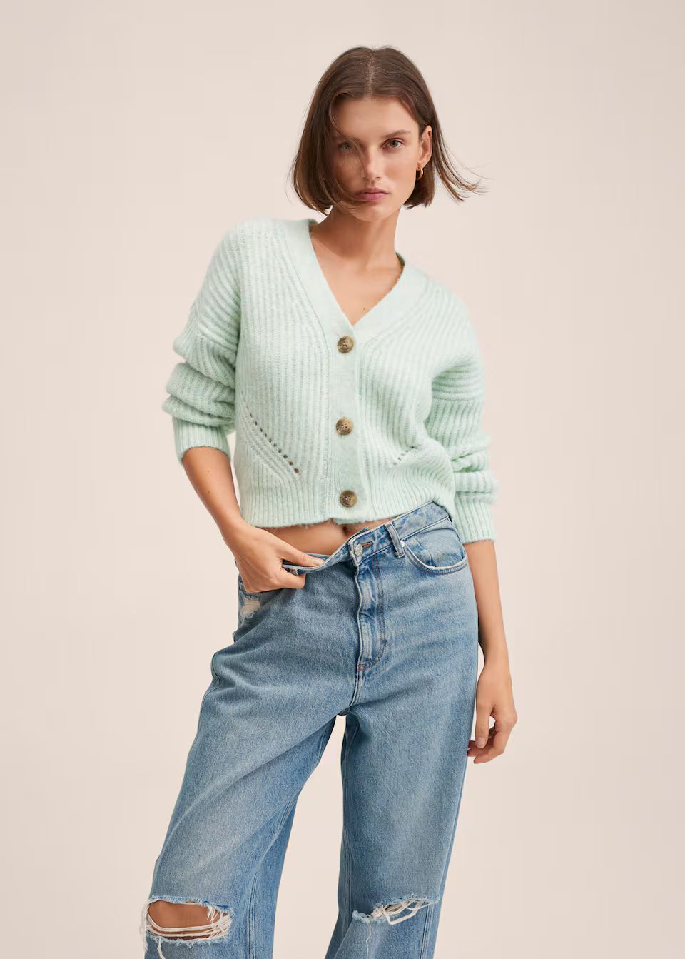 Ribbed knit cardigan | MANGO (US)