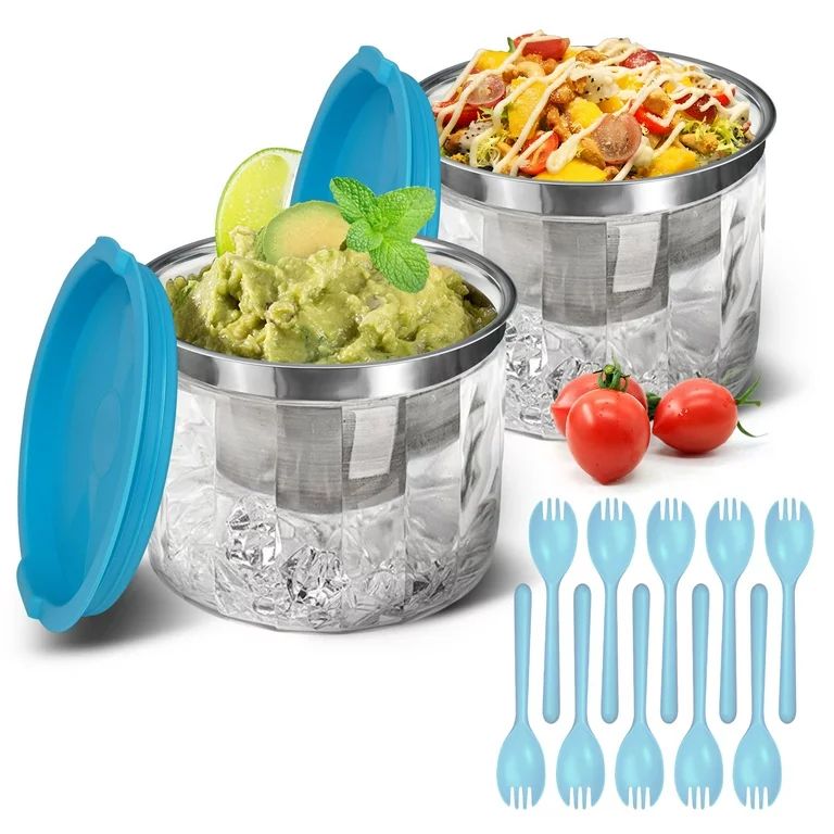 INNOVATIVE LIFE Ice Chilled Dip Bowl for Parties, 2Pack 25oz Serving Bowl with Acrylic Base, Clea... | Walmart (US)