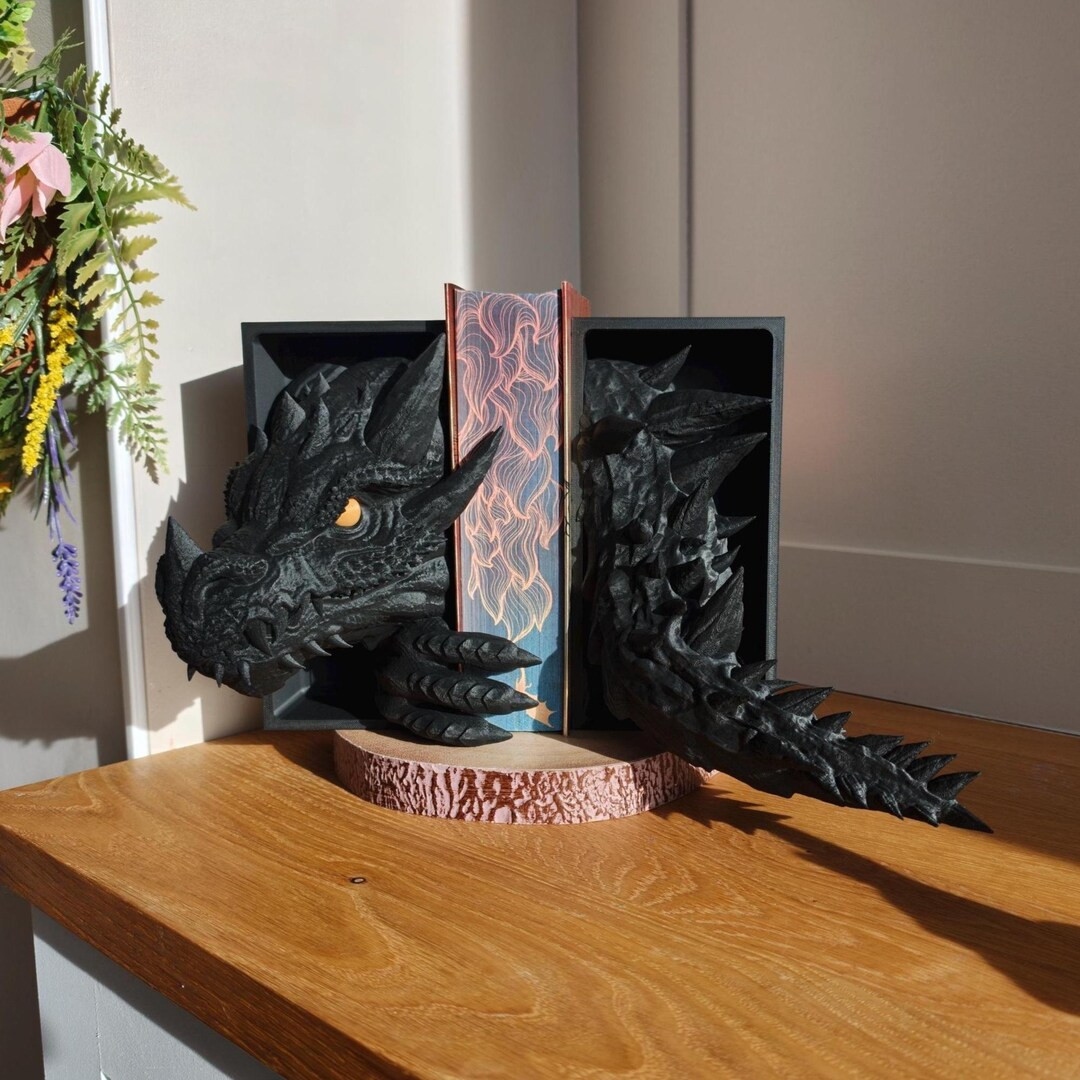 Dragon Book Ends | Fourth Wing Tairn | 3D Printed Fantasy Bookends | Bookish Gift | Etsy (Global)