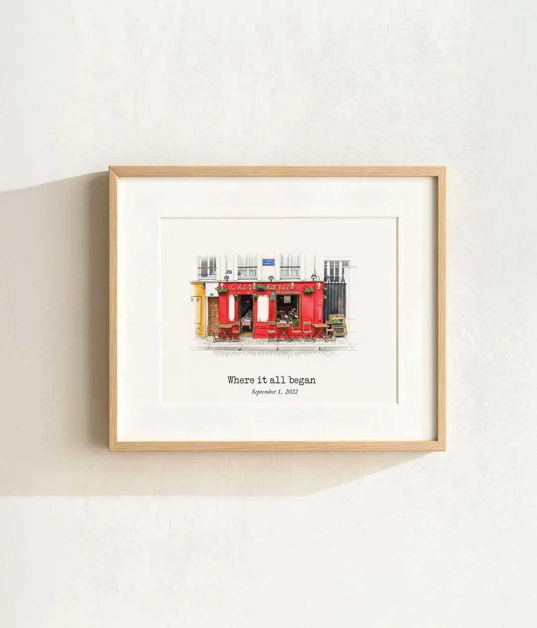 Custom First Date Venue Portrait | Personalized Restaurant Watercolor Sketch | Couple Gift for An... | Etsy (US)