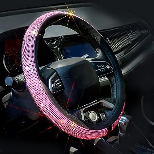 Amazon.com: ChuLian New Diamond Leather Steering Wheel Cover with Bling Bling Crystal Rhinestones... | Amazon (US)