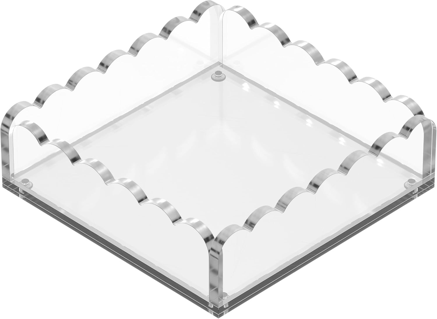 8x8 Scalloped Acrylic Tray with Magnetic Mat – Clear Decorative Photo Display Tray & Jewelry Or... | Amazon (US)