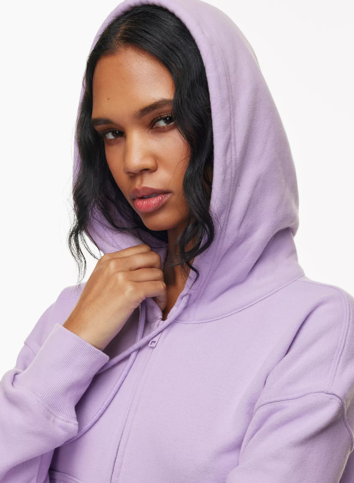 TERRY FLEECE BOYFRIEND BOXY ZIP HOODIE | Aritzia
