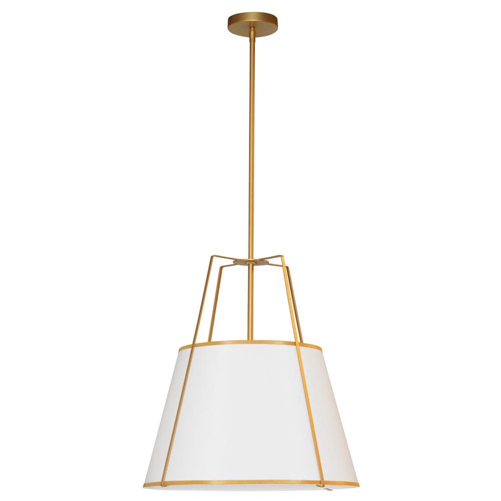 Dainolite Trapazoid 1-Light Gold Pendant with Laminated Fabric Shade-TRA-1P-GLD-WH - The Home Dep... | The Home Depot