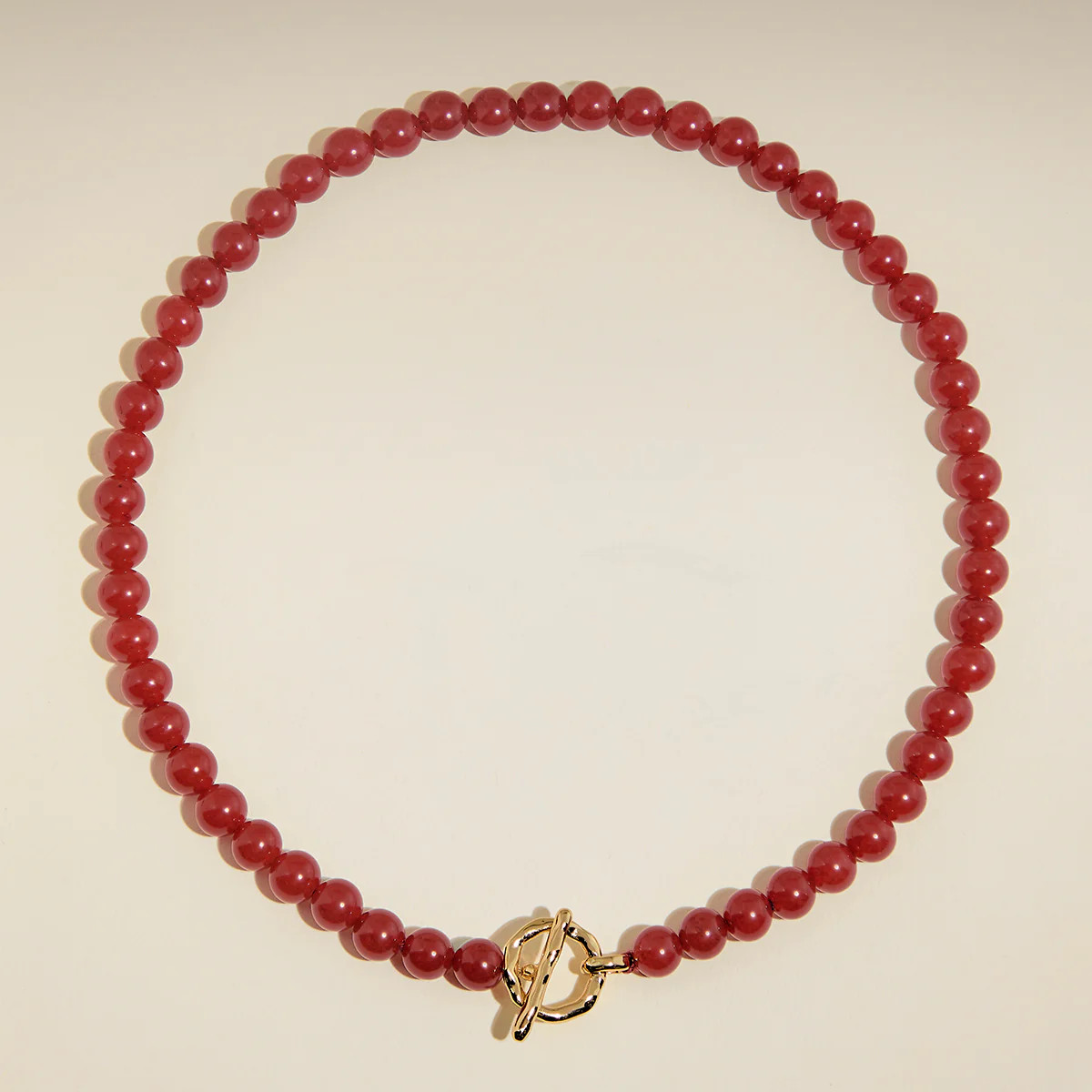 Sunset Red Beaded Necklace in Gold | Astrid & Miyu UK