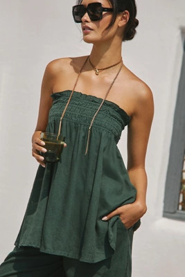 The Aubrey Strapless Linen Top | Anthropologie (US)