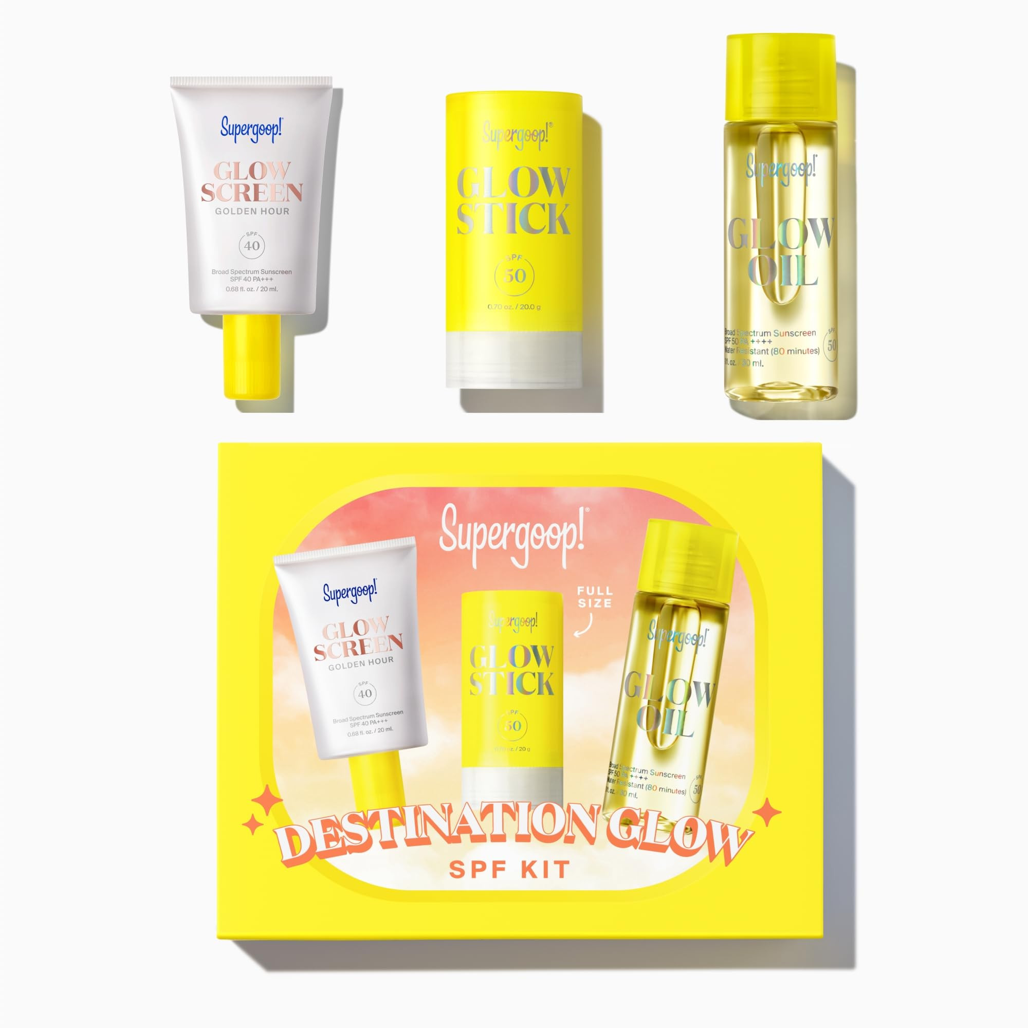 Supergoop! Destination Glow - Includes 3 Travel-Sized Glowy SPF Favorites: Glowscreen SPF 40, Glo... | Amazon (US)