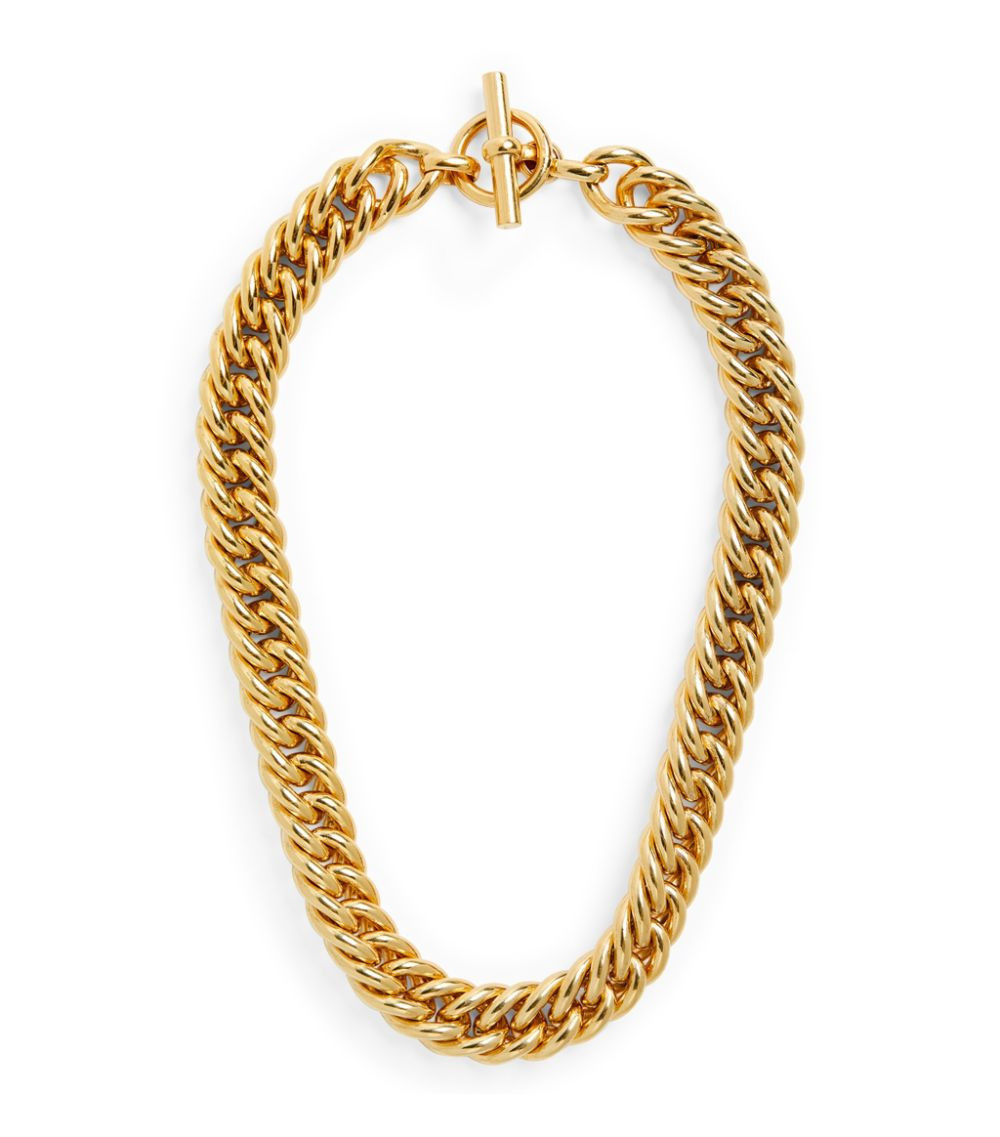 Yellow Gold-Plated T-Bar Curb Chain Necklace | Harrods