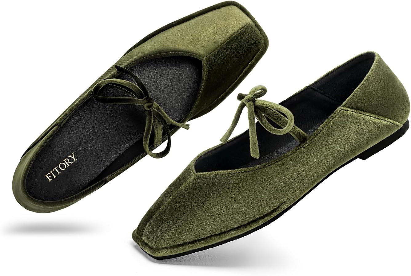 FITORY Ballet Flats for Women Mary Jane Shoes with Square Toe Comfortable | Amazon (US)
