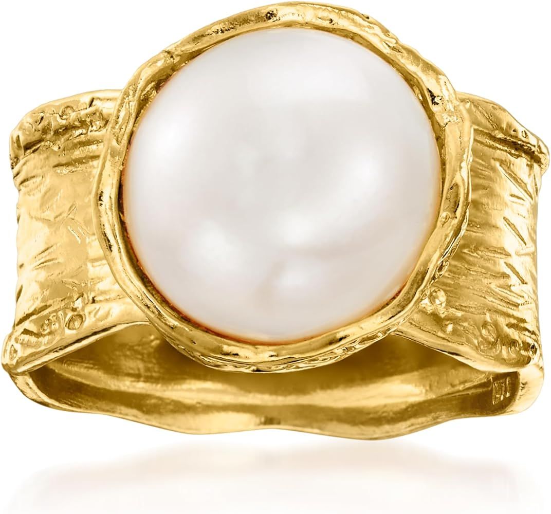 Ross-Simons 11.5-12mm Cultured Button Pearl Ring in 18kt Gold Over Sterling | Amazon (US)
