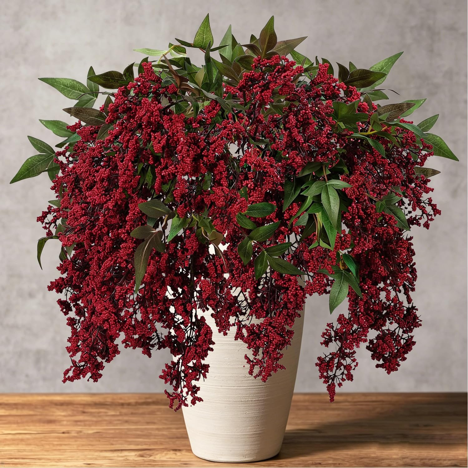 43 Inch Artificial Nandina Berry Stems for Christmas Realistic Floral Picks | Amazon (US)