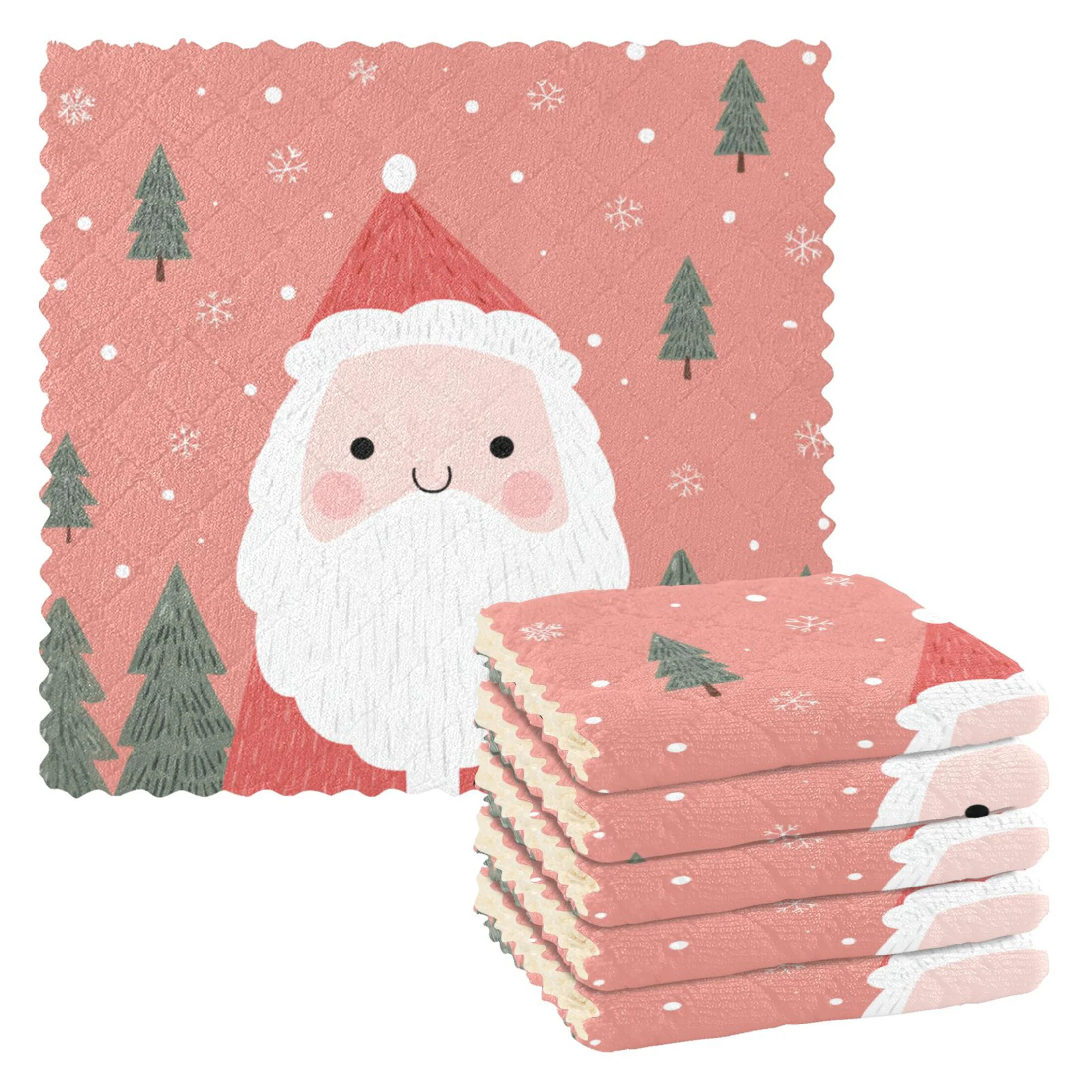 Christmas Cute Happy Santa Dish Cloths Dish Towels Cleaning Cloths Quick Drying Reusable 11" x 11... | Walmart (US)