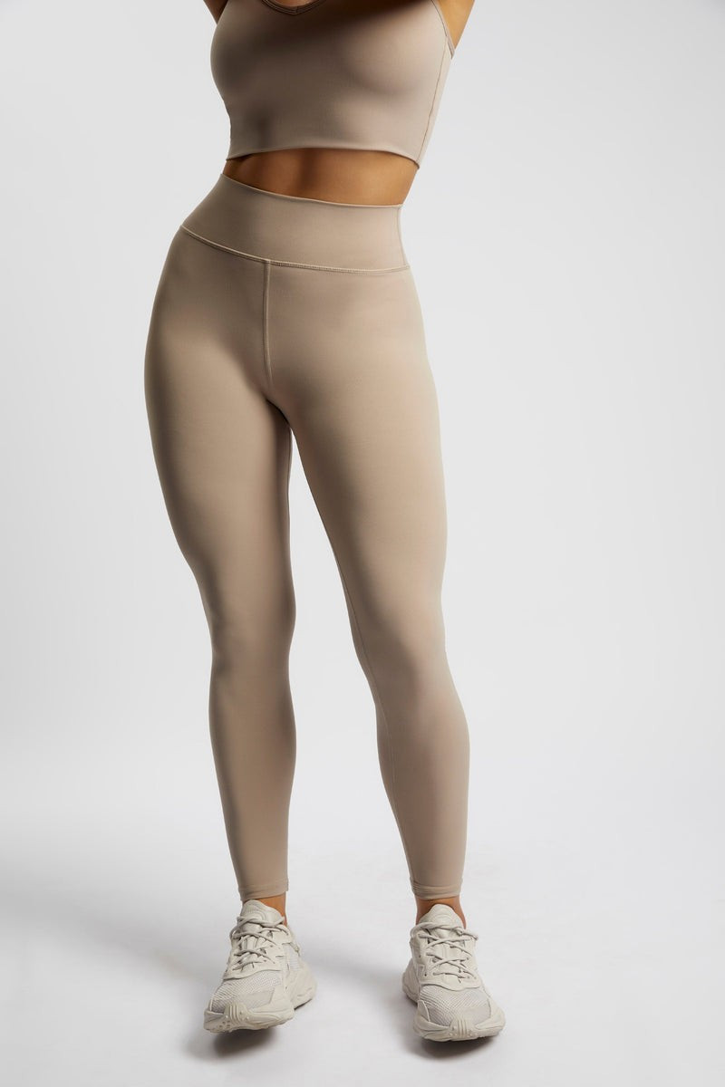 Venus V Back Leggings - Taupe | MESHKI US