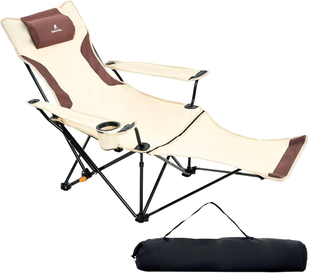 Reclining Camping Chair 4-Position Adjustable, Lightweight Folding Lounge Beach Chair for Adults ... | Amazon (US)