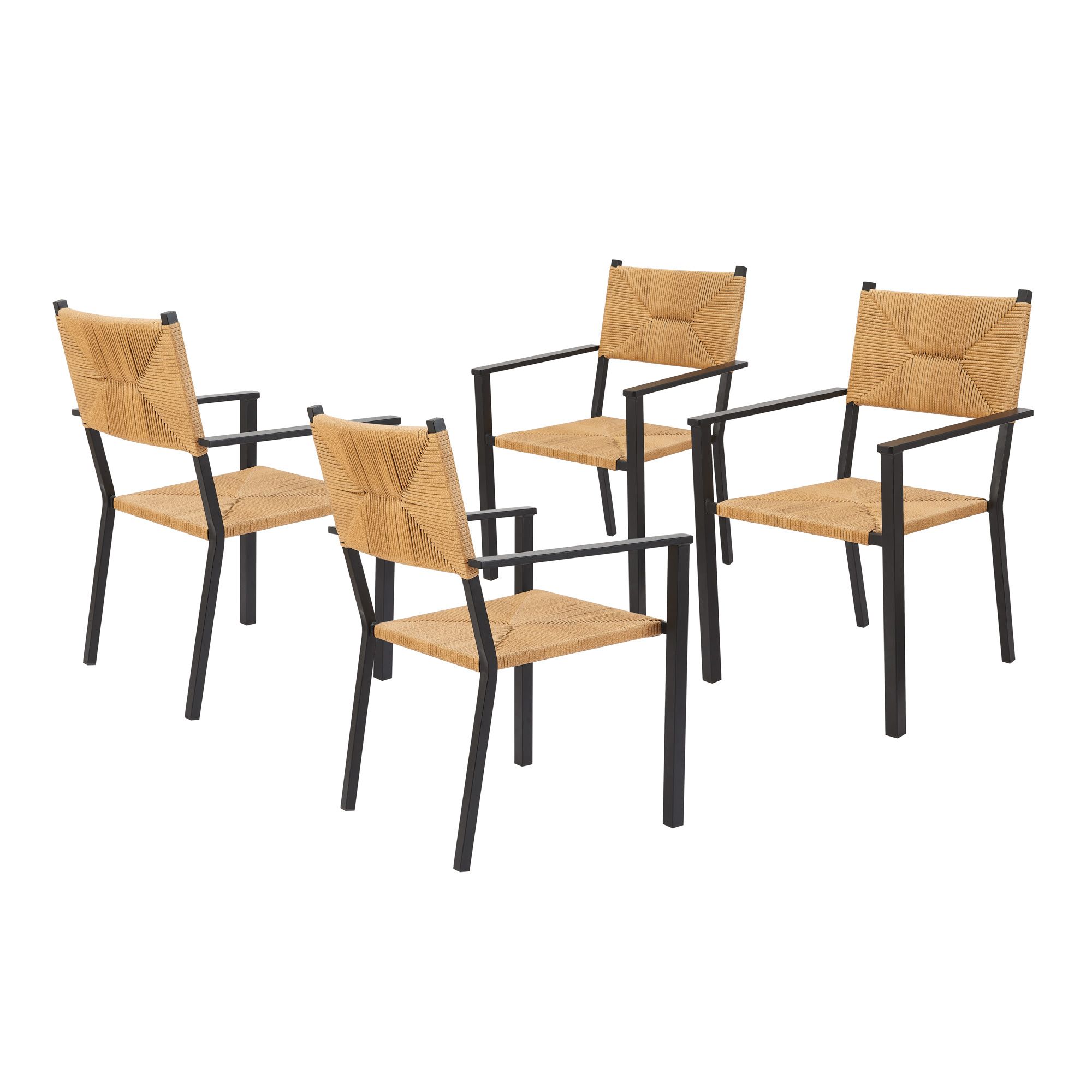 Better Homes & Gardens Ventura 4-Piece Outdoor Patio Dining Chair Set, Black, Four Chairs | Walmart (US)