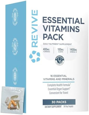 Revive MD Essential Vitamin Packs for Men & Women – Daily Multivitamin Packets with Arjuna & Tu... | Amazon (US)