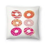 Americanflat Pink Half Dozen Donuts Pillow by Cat Coquillette, 18" H x 18" W x 1.5" D | Amazon (US)