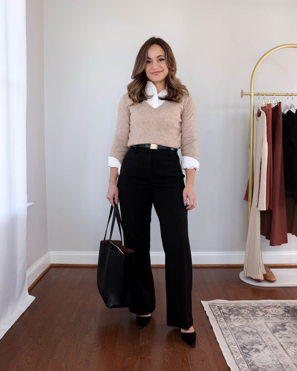 A few of my favorite work pants (petite-friendly)!

Outfit 1:
V neck sweater (Quince): xs in oatmeal 
Button down top (J.Crew Factory): petite xxs 
Black straight pants (Gap): petite xs / 10.5” rise / 24.5” inseam - recommend a size down

Outfit 2:
Sweater (Ann Taylor): petite xxs 
Pants (Aritzia): 0 short in nomad taupe - sized up, the pants have a 29.5” inseam in short so they’re a touch long for me even in heels. 
Boots (J.Crew): tts 
Black bag is from Quince

Outfit 3:
Gap 365 Trousers
Size Wearing: 24 petite in black moss green
Fit: true to size
Rise: 11″
Inseam: 28″ in short
Top (Quince): xs in oatmeal 
Belt (Quince): XS in mushroom 
Shoes (Sam Edelman): tts in french sand

My measurements for reference: I’m 4’10” and 105lbs. My bust, waist, and hip measurement is 32”, 24”, and 36”.

#LTKPetite #LTKFindsUnder100 #LTKWorkwear