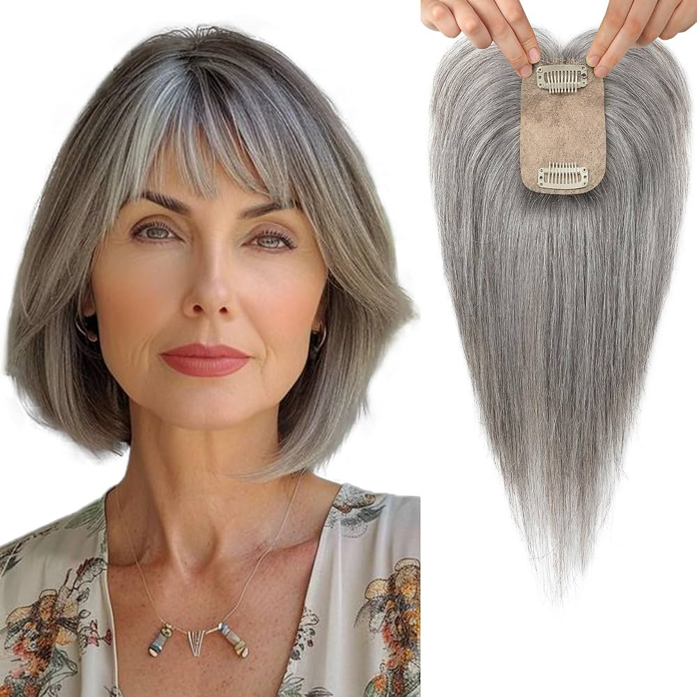 Flufymooz Real Human Hair Toppers for women, 10 Inch Clip in Bangs 100\uff05 Human Hair Toppers f... | Amazon (US)