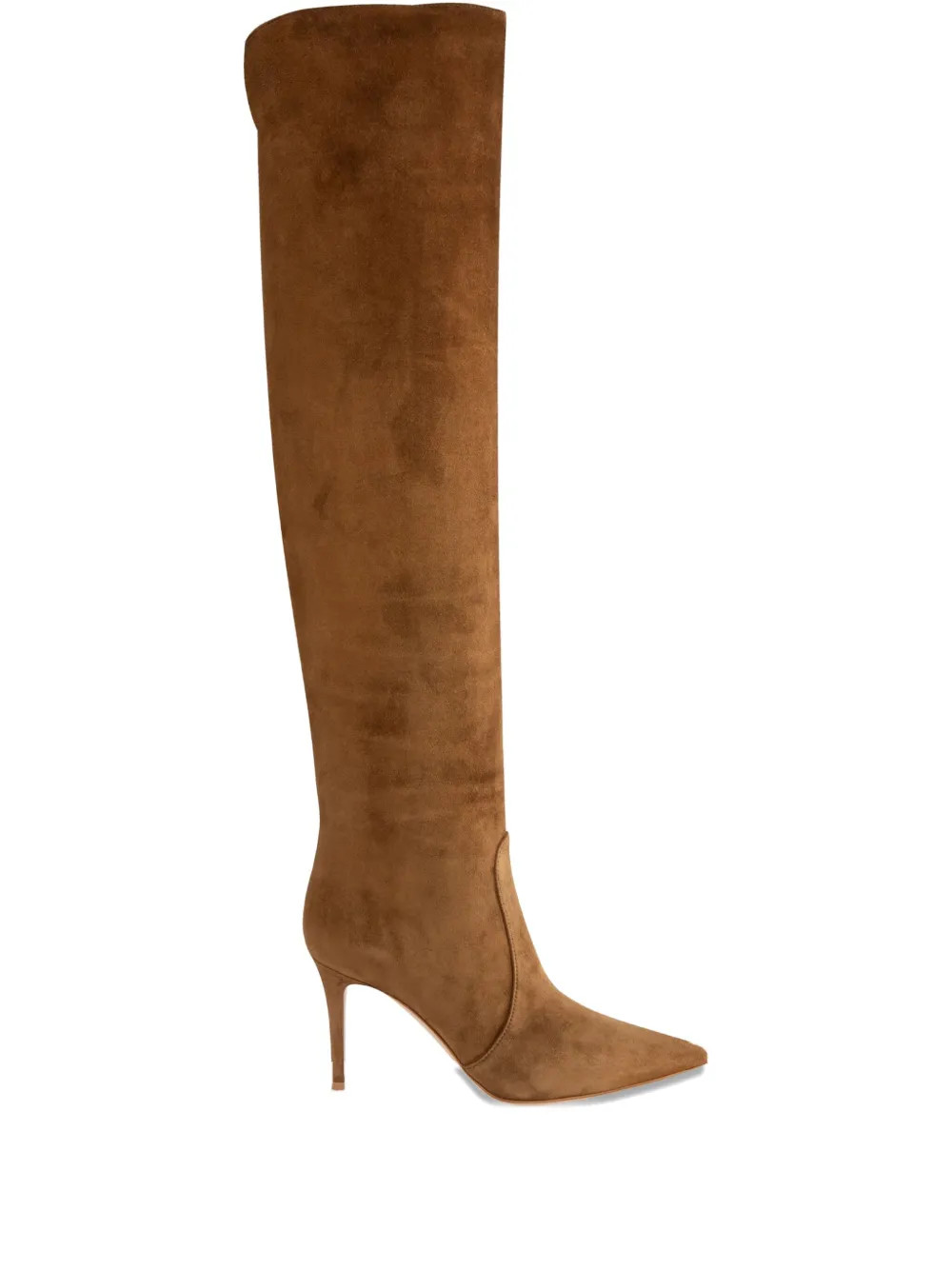 Gianvito Rossi 85mm Hansen Cuissard suede pointed-toe knee-high boots - Brown | Farfetch Global