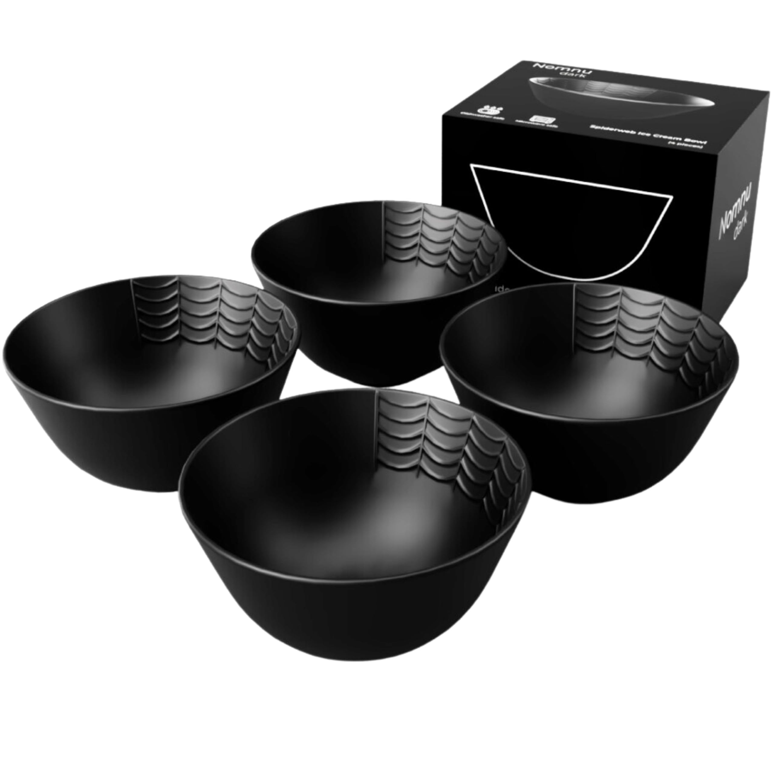 Nomnu New Small Black Spiderweb Bowls Set of 4 - Gothic Ceramic Ice Cream Bowls 4.5" Inch for Des... | Amazon (US)