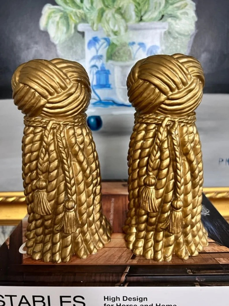 Vintage HTF Gold Tassel Candleholders - Chinoiserie Chic - Famille Rose - Vintage Decor - Preppy ... | Etsy (US)