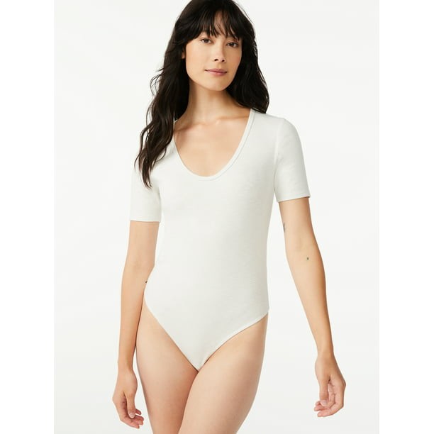 Free Assembly Women's U-Neck Bodysuit with Short Sleeves - Walmart.com | Walmart (US)