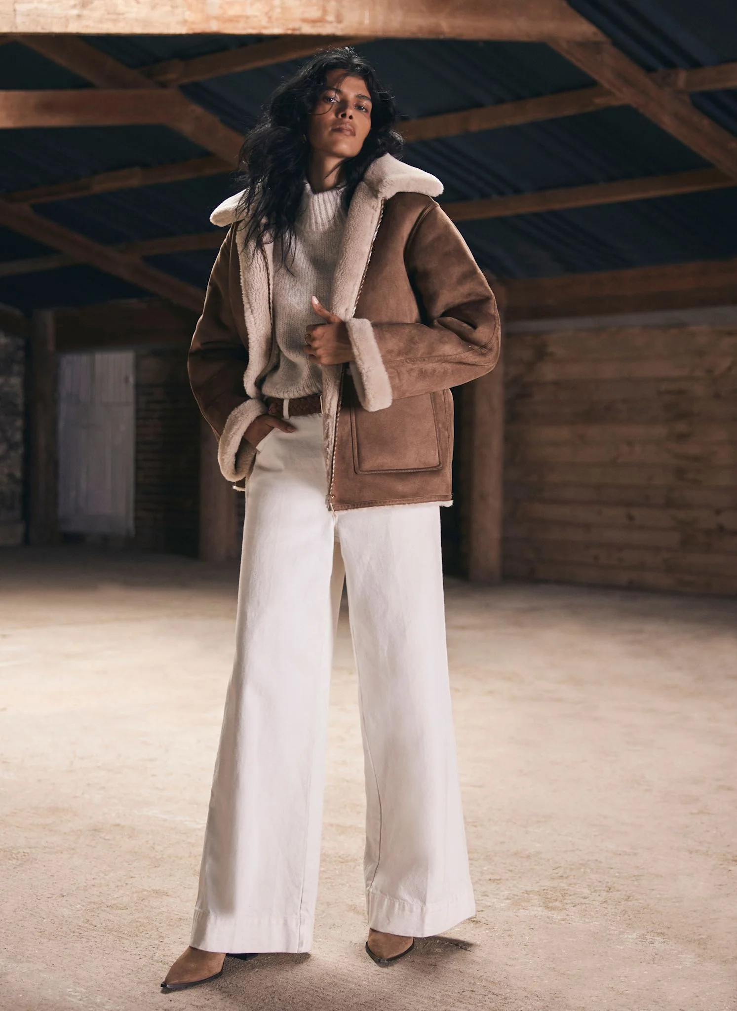 Tan Reversible Aviator Jacket | Mint Velvet