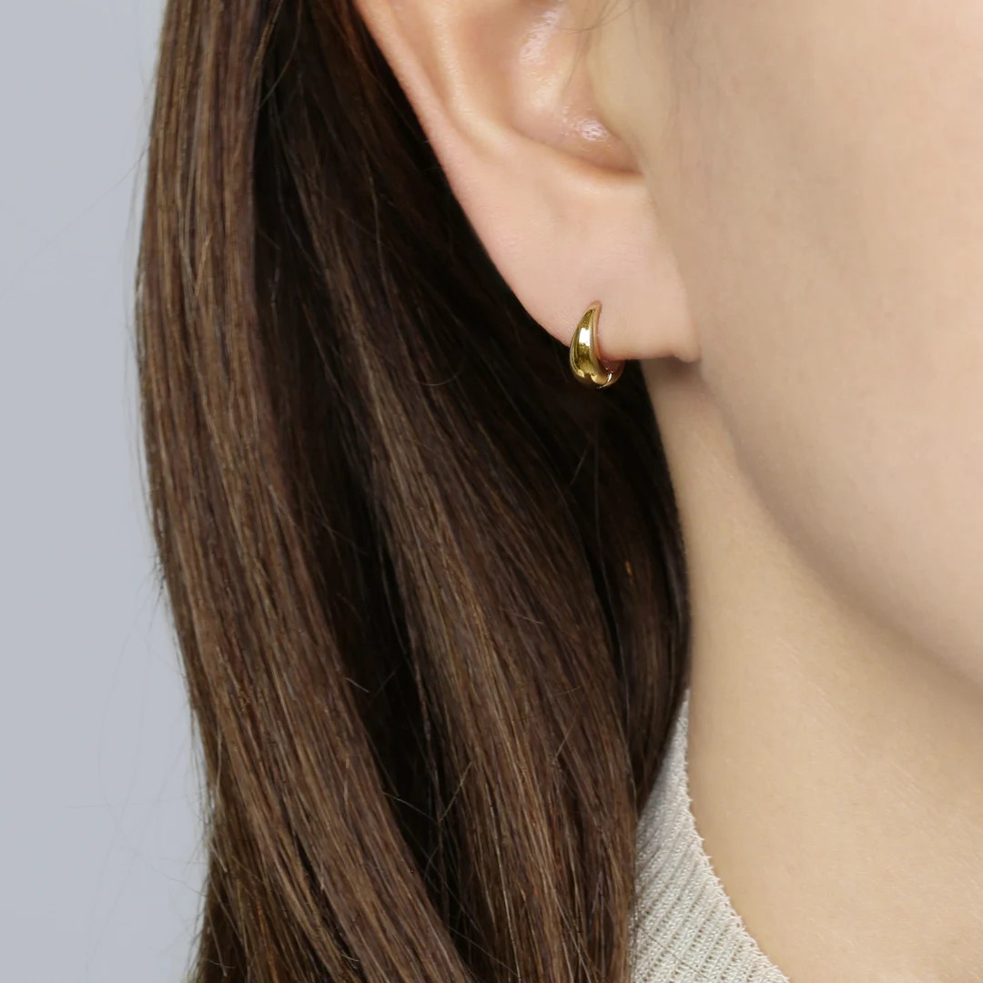 14k Solid Gold U Bold Small Hoop Earring Simple Hoop Earring - Etsy | Etsy (US)