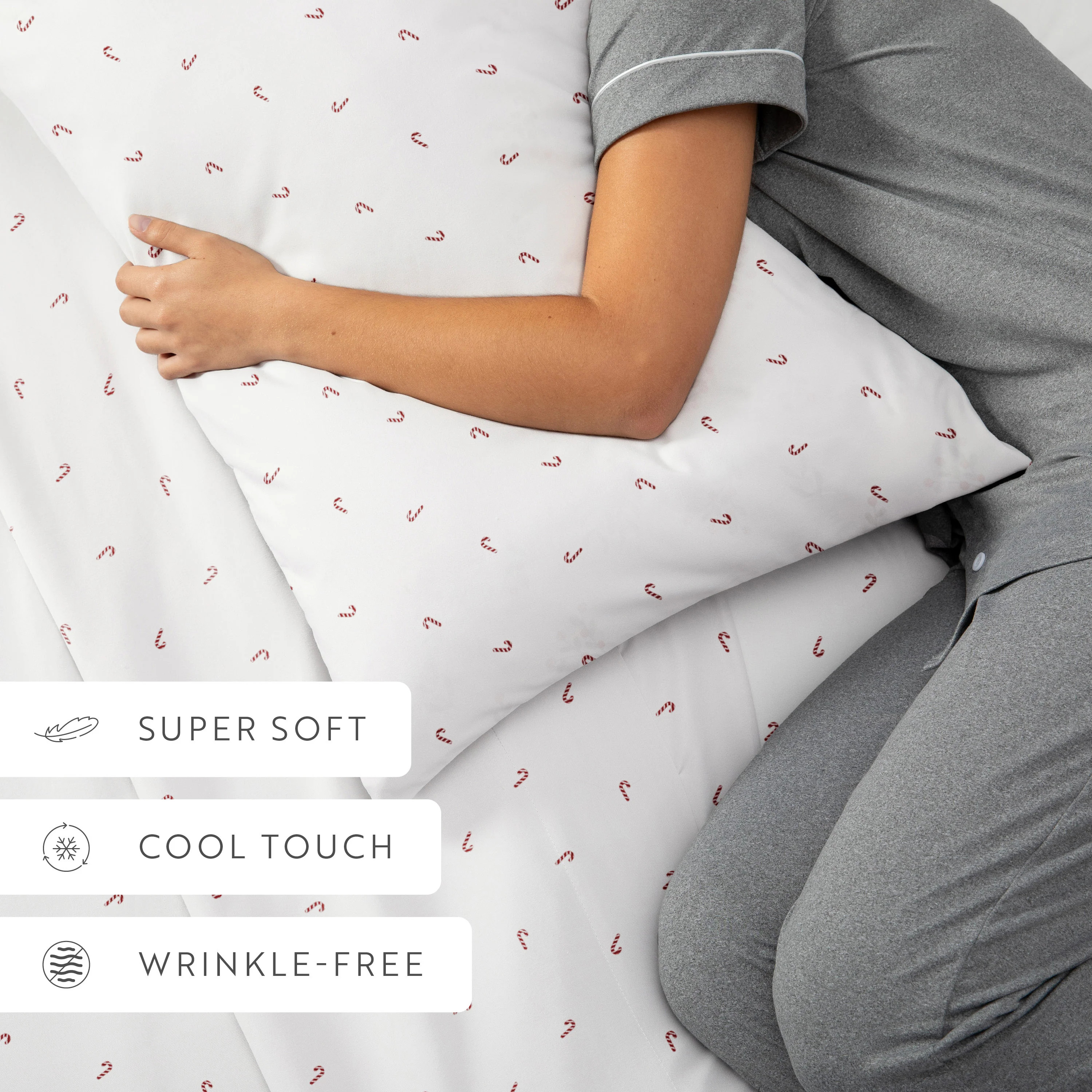 Candy Cane Patterned 4-Piece Sheet Set | Linens & Hutch | Linens and Hutch