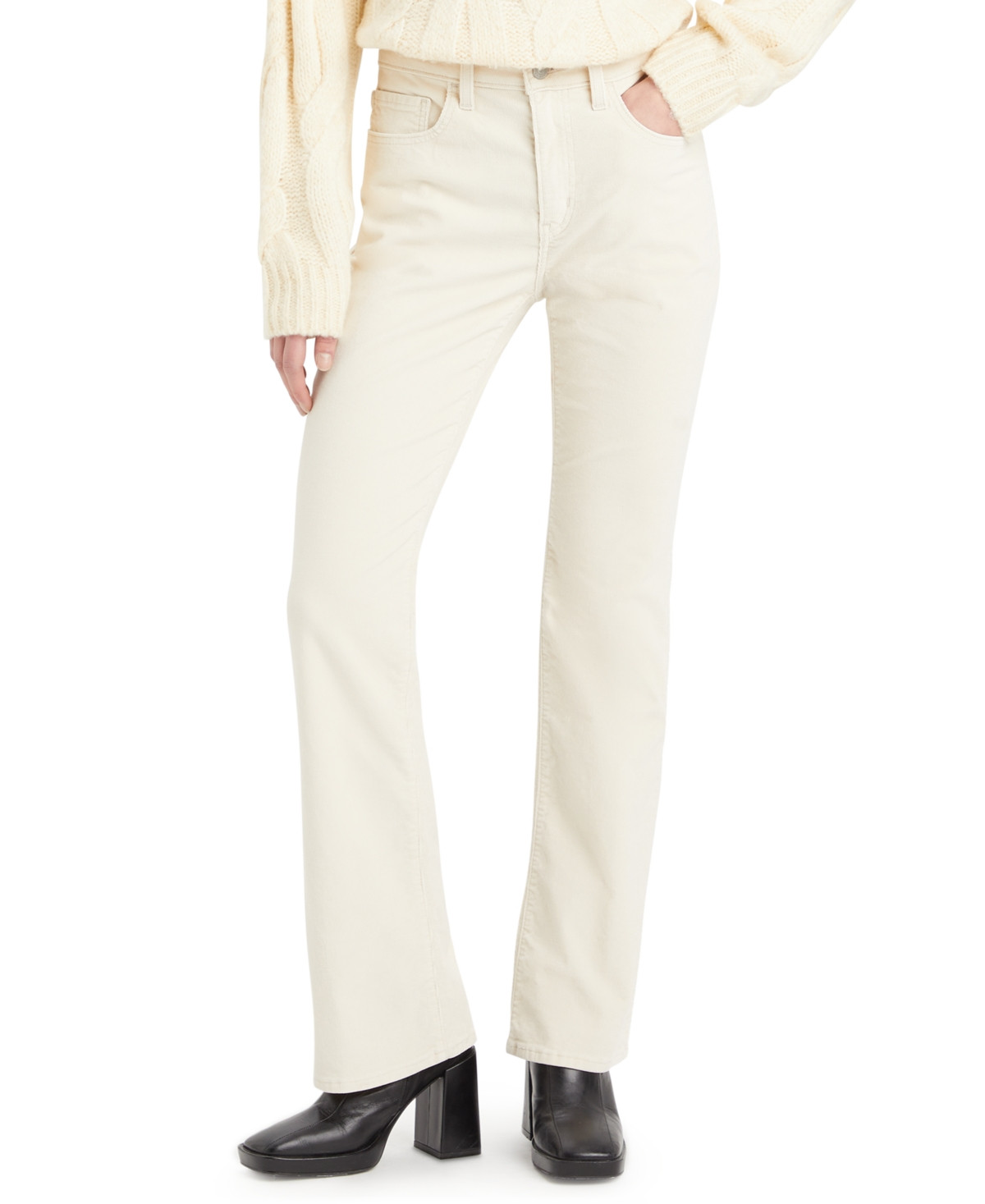 Levi's 725 High-Waist Classic Stretch Bootcut Jeans - White Swan | Macy's