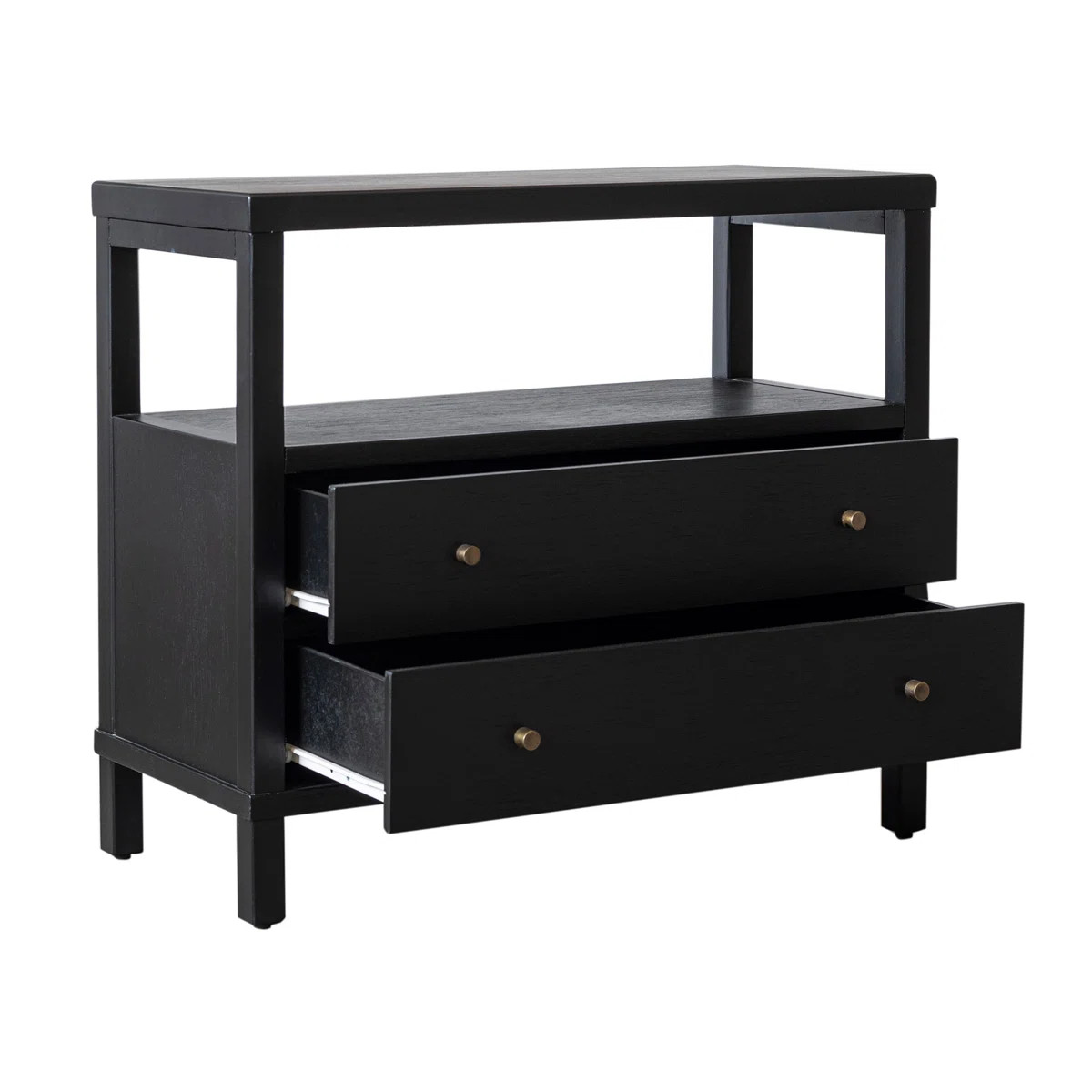 2-Drawer Wood Nightstand, Black | Wayfair North America