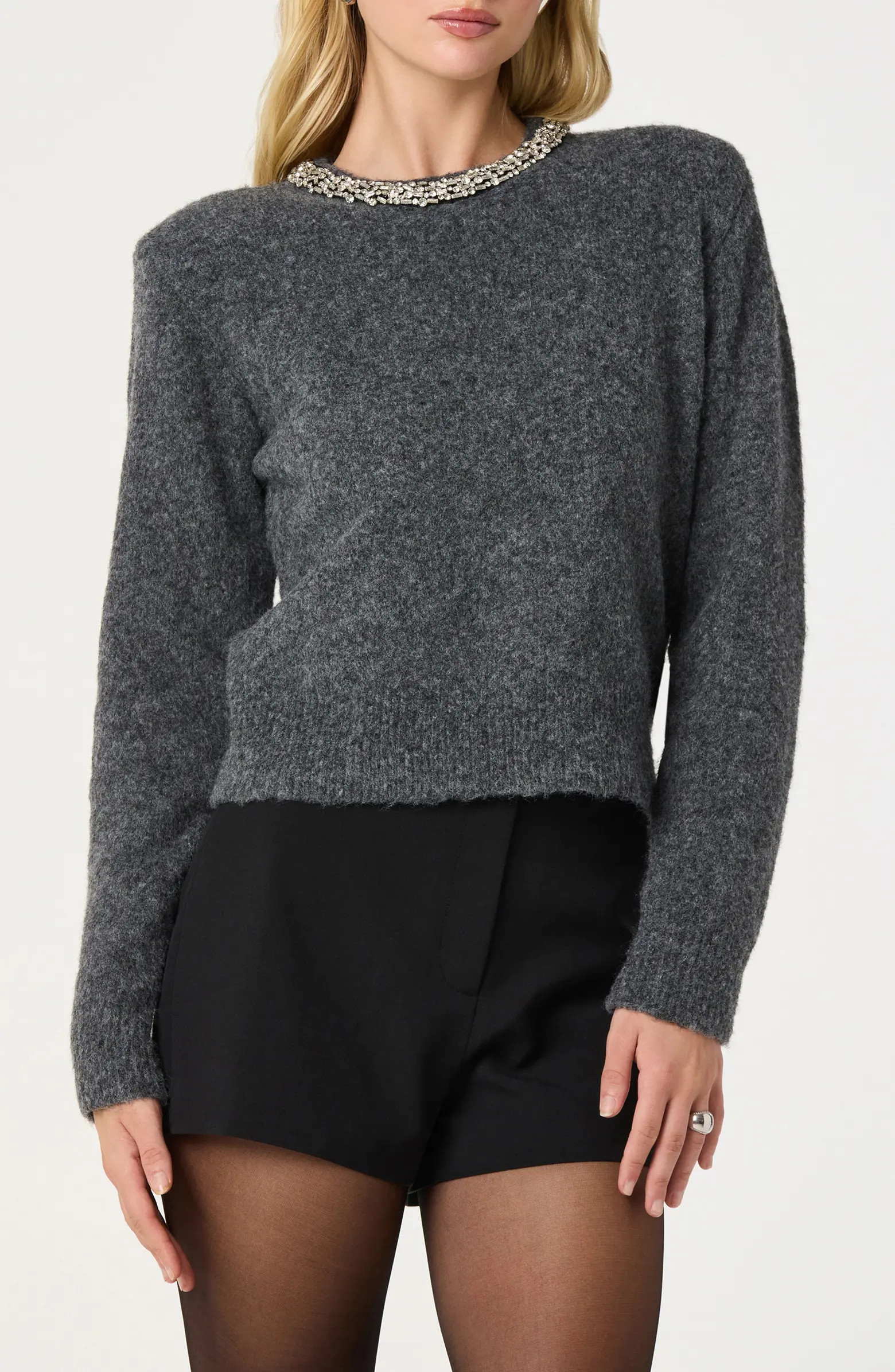 Embellished Collar Crewneck Sweater | Nordstrom