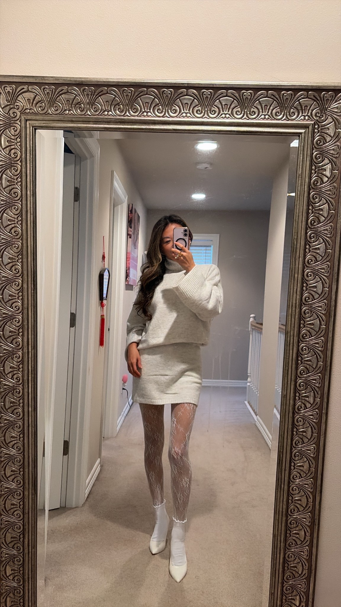 Sweater set revolve size small. Amazon lace tights, socks and pumps! 

#LTKFindsUnder100 #LTKgrwm #LTKHoliday