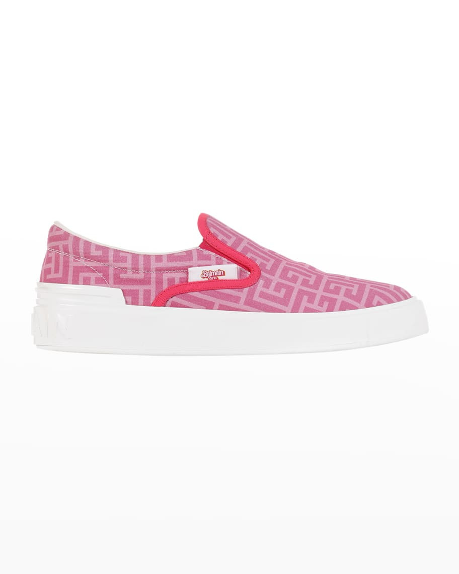 Balmain x Barbie Men's Monogram Slip-On B-Court Sneakers | Neiman Marcus