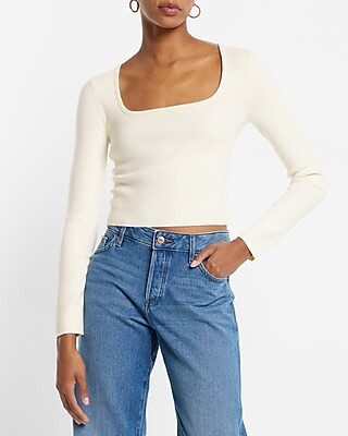 Square Neck Long Sleeve Sweater | Express