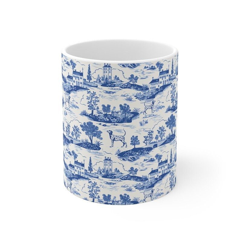 Dalmatian Chinoiserie Porcelain Inspired Ceramic Mug 11oz - Etsy | Etsy (US)