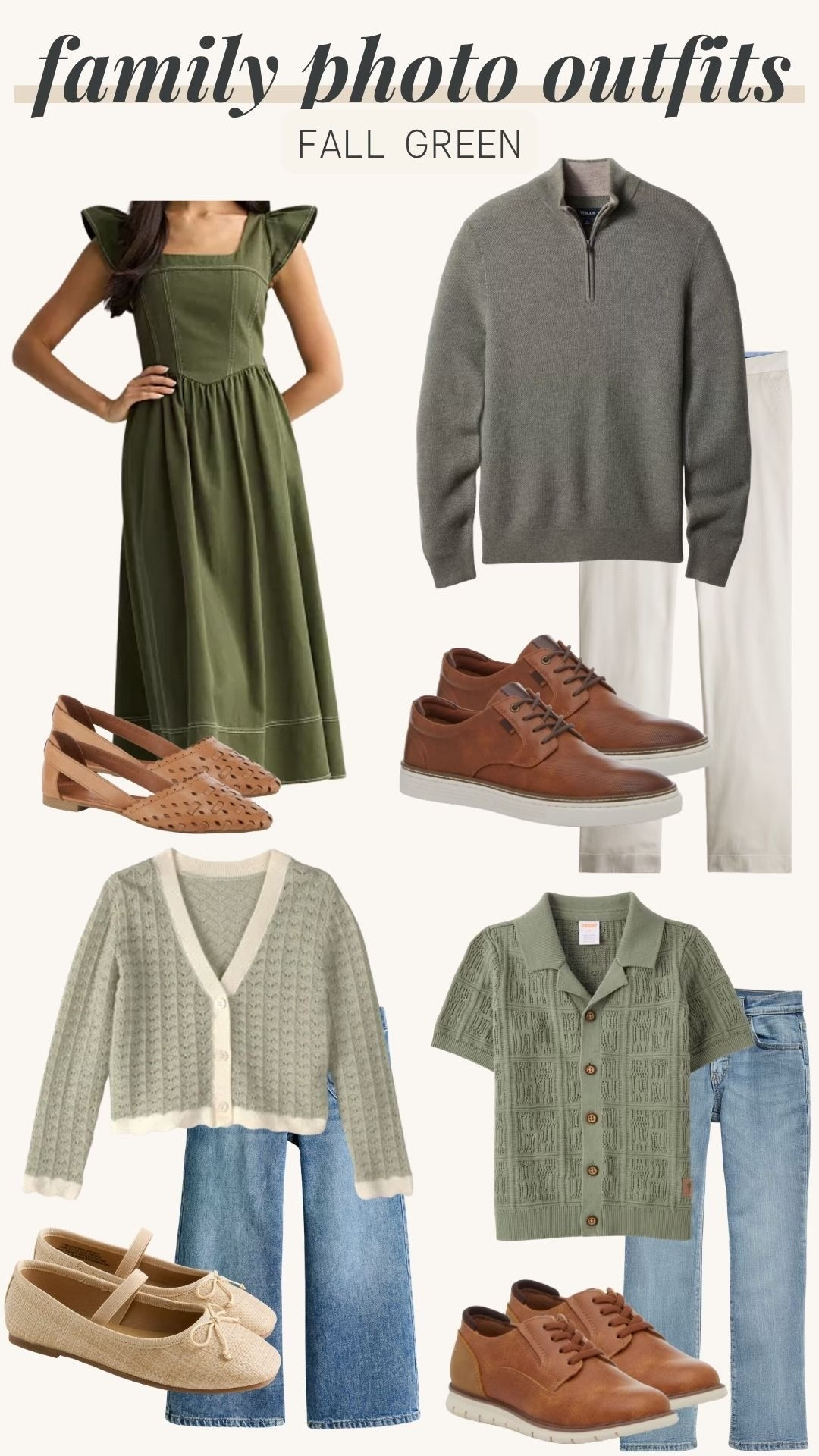 neutral green fall family picture outfits, green family photo outfits, fall family picture outfits, family photo outfits, neutral family outfits, sage green outfits, olive green outfits, emerald green outfits, forest green outfits, earthy tone outfits, fall family photos, autumn family photos, coordinating family outfits, matching family outfits, timeless family style, classic family photos, beige and green outfits, cream and green outfits, brown and green outfits, warm neutral outfits, cozy fall style, sweater outfits, cardigan outfits, layered fall outfits, boots outfit, pumpkin patch outfits, outdoor family photos, farmhouse family photos, lifestyle family photos, elevated basics, timeless wardrobe, mom and me outfits, kids fall outfits, family outfit inspiration, holiday card outfits, neutral aesthetic, fall wardrobe ideas, Amazon fashion, Target fashion, women’s fall outfits, kids fashion, cozy family style