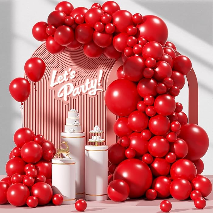 120pcs Red Balloon Arch Kit, 18 12 10 5 inch Red Latex Balloons Different Sizes Balloon Garland f... | Amazon (US)