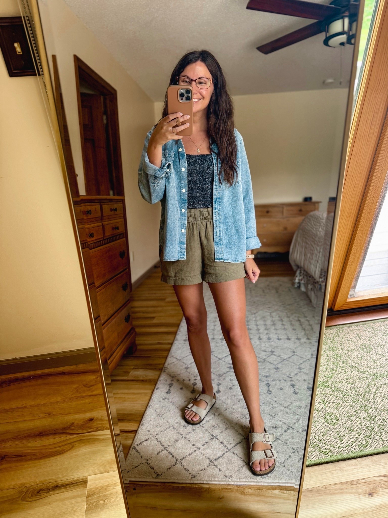 Wearing size medium in this tank (I sized up, but it’s super stretchy so my true size would have been fine—I also own in taupe, coral and lime green)

Size small in the denim shirt (sold out//linked similar!) and size xxs in the linen shorts (so comfy! I also own the rust color).

My sandals are true to size


#LTKgrwm #LTKPetite #LTKootd