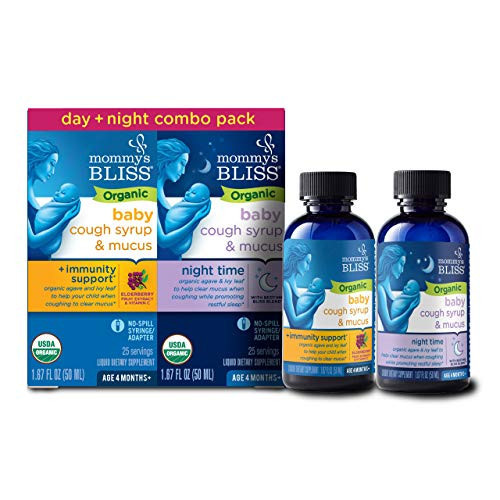 Mommy's Bliss Organic Baby Cough Syrup & Mucus Relief, Day and Night Combo Pack, Contains Organic Agave and Ivy Leaf, For Ages 4 Months+, 1.67 Fl Oz (Pack of 2) | Amazon (US)