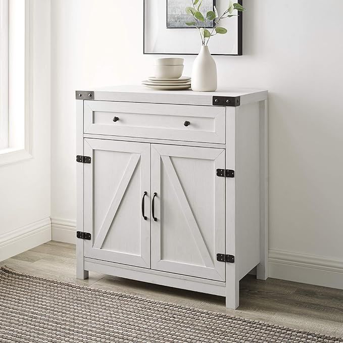 Walker Edison Cass Modern Farmhouse Double Barn Door Accent Cabinet, 30 Inch, Brushed White | Amazon (US)