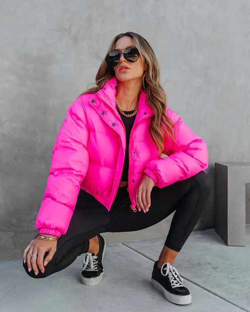 Alpine Explorer Pocketed Puff Jacket - Hot Pink | VICI
