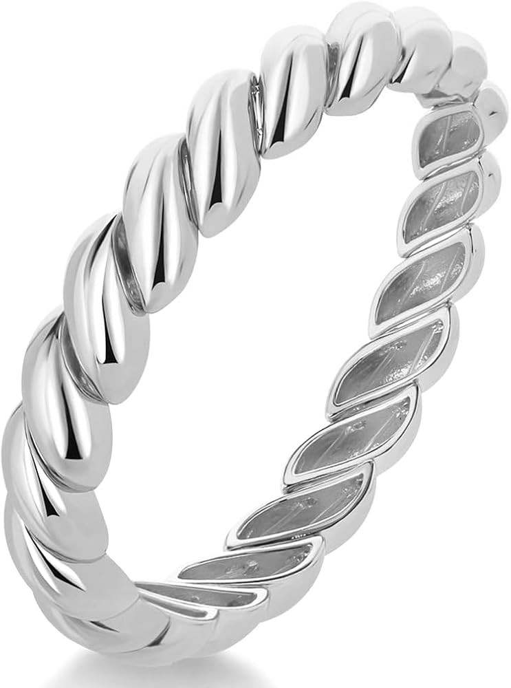 FAMARINE Twisted Thin or Chunky Bangle Bracelet in 14K Gold Plated, Stretchable Elastic Bracelet ... | Amazon (US)