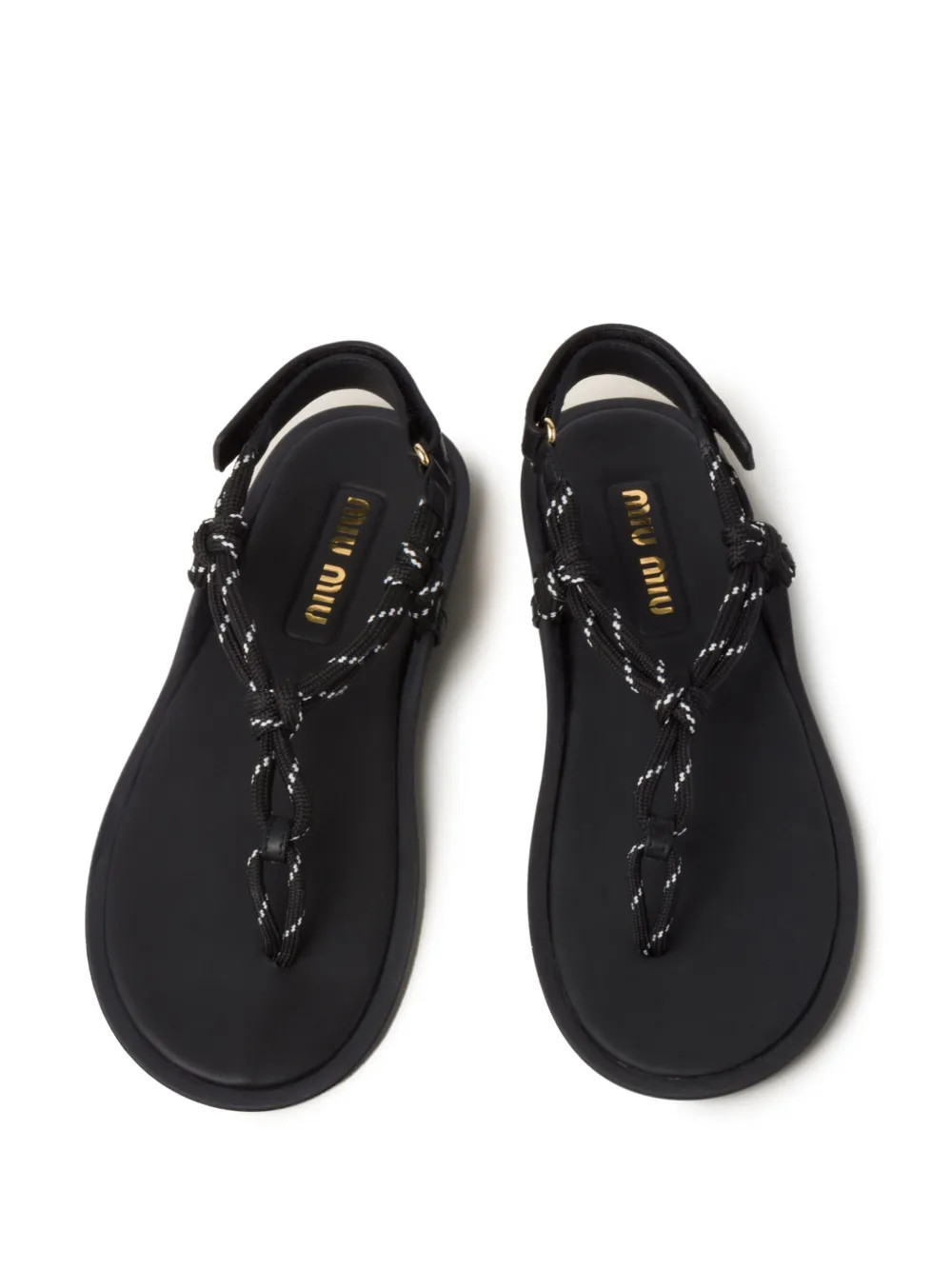 Miu Miu cord-strap Leather Sandals | Black | FARFETCH AU | Farfetch Global