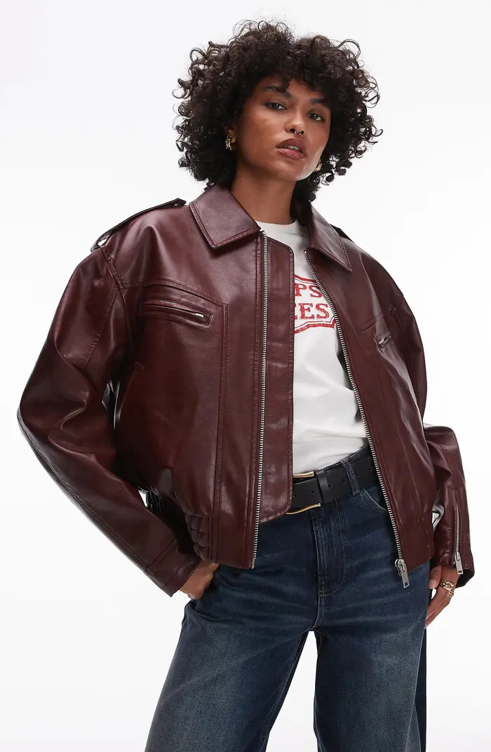 Topshop Faux Leather Bomber Jacket | Nordstrom | Nordstrom