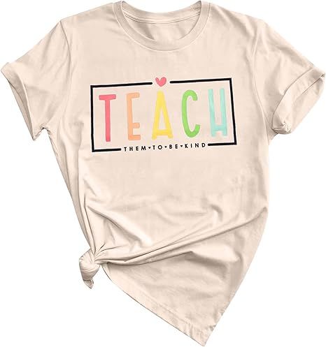 Teacher Shirt Women Teach Them to Be Kind T Shirt Teach Kindness Tshirt Back to School Shirt Shor... | Amazon (US)