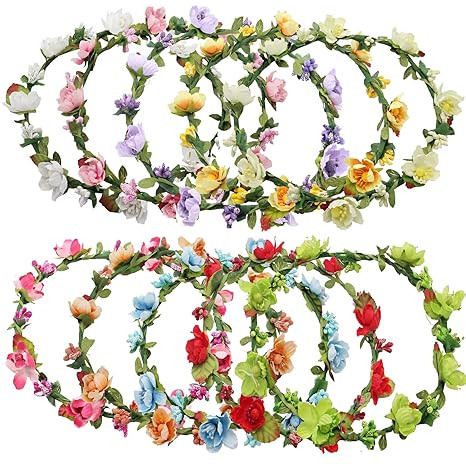 Rocutus 10pcs Bohemian Flower Crown Floral Wreath Garland Headbands Flower Crown for Women (10 Pi... | Amazon (US)
